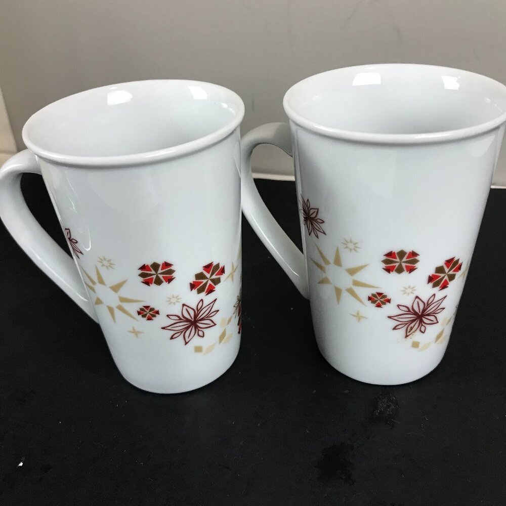 Starbucks Set of 2 ceramic snowflake mugs